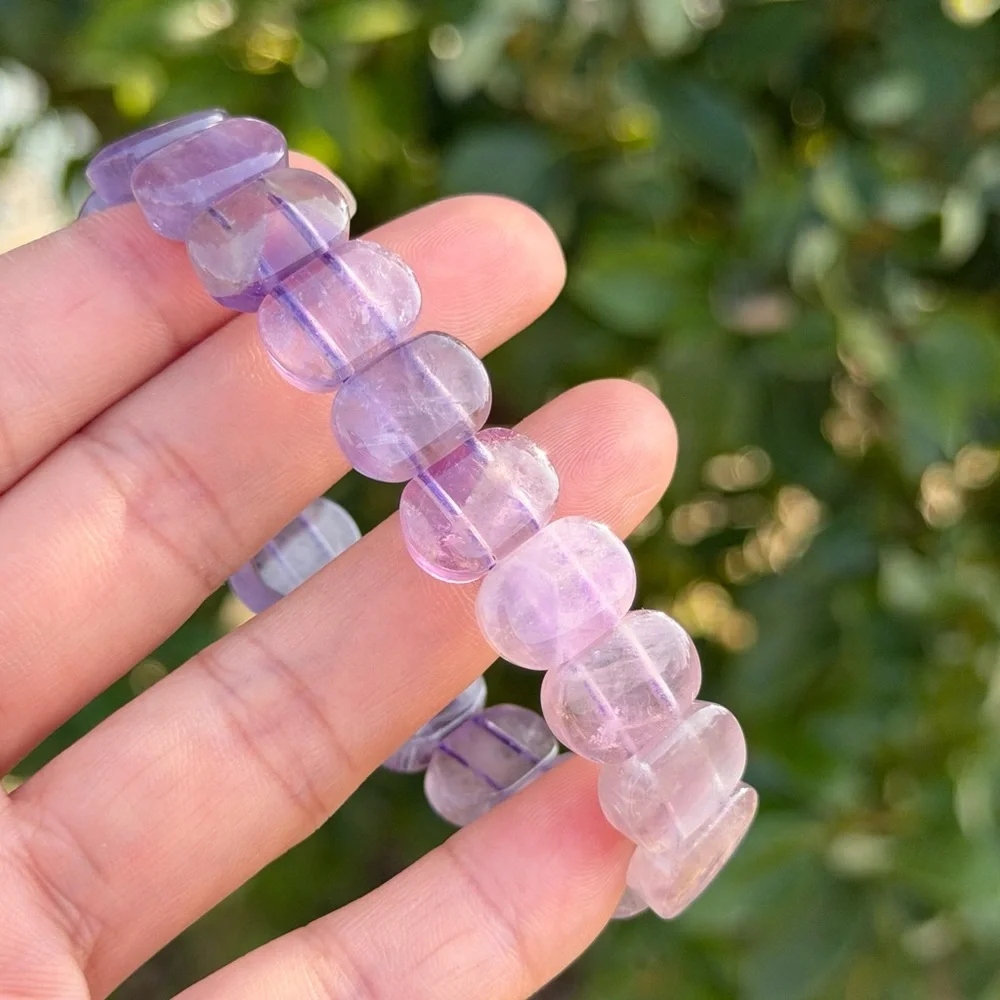 Stretchable dainty natural purple amethyst soft bangle 1181‎